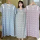 thumbnail image 3 of Camisón de verano para mujeres de mediana edad, vestido de dormir con estampado de encaje de talla grande, falda larga informal de dibujos animados, vestido de mamá de talla grande, 3 of 5