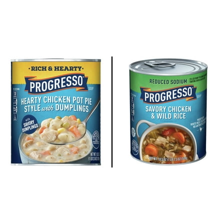 Progresso Hearty Chicken Pot Pie Style 18.5 oz & Progresso Savory Chicken & Wild Rice Soup 18.5 oz