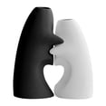 thumbnail image 3 of 2 jarrones de cerámica para flores, decoración de arreglos florales, adornos versátiles y únicos. Blanco y negro, 3 of 9