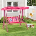 thumbnail image 4 of Costway 2-Seater Toddler Porch Swing Chair with Metal Stand Adjustable Canopy Safety Belts Pink, 4 of 9
