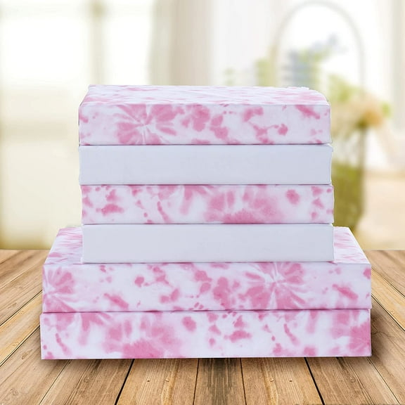 Elegant Comfort 4-Piece Set, 1500 Series, Spiral Tie-Dye, Silky Soft, Fade and Wrinkle Resistant, Fitted Sheet with Smart Pockets, 4PC Tie-Dye Twin, Light Pink Blush