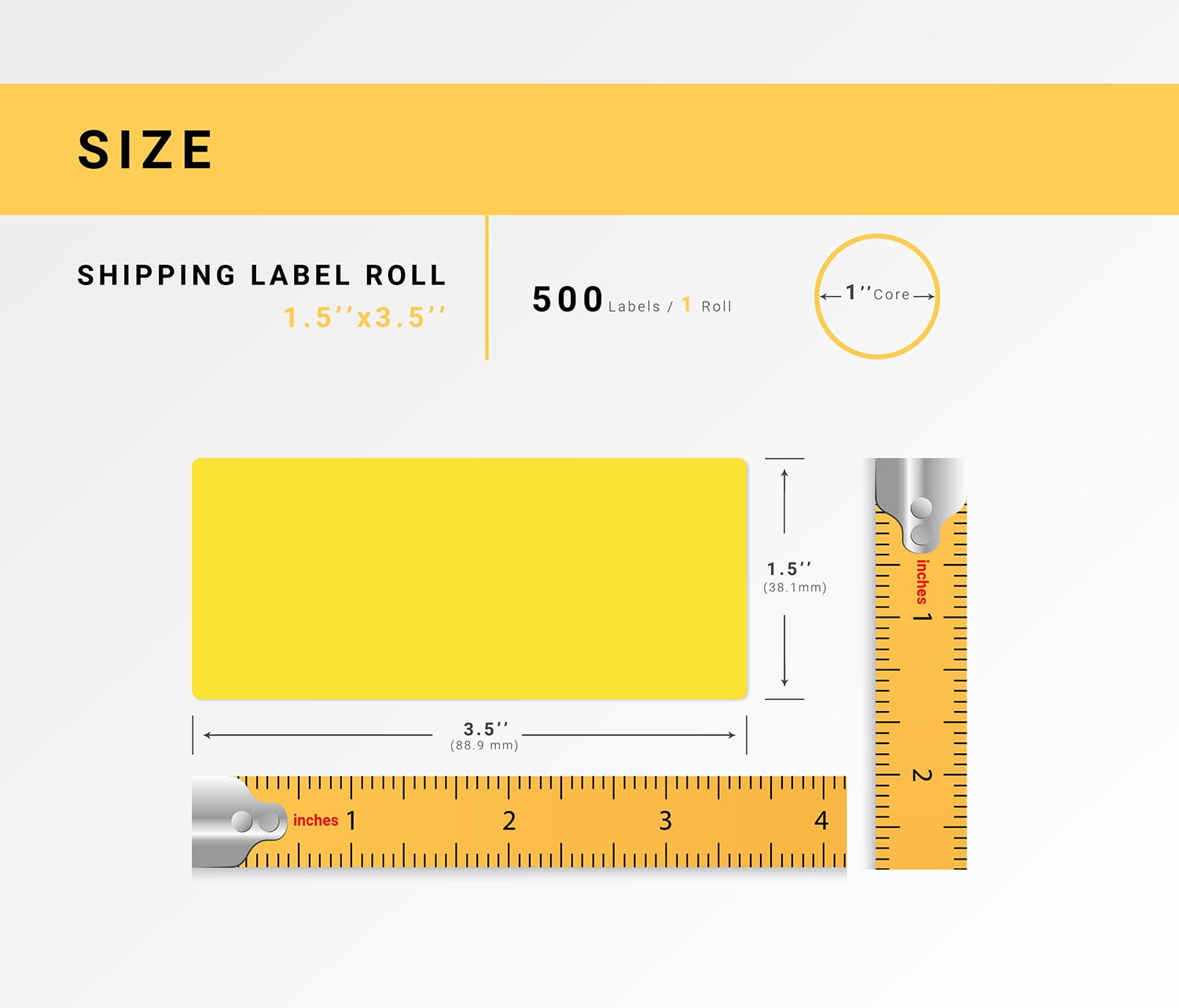 HOUSELABELS 1.5" x 3.5" Yellow Multipurpose Labels Compatible With Zebra and Rollo Printers, 30 Rolls / 500 Labels per Roll