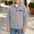 thumbnail image 5 of BLVB Boys Waffle Textured Quarter Zip Sweatshirts Fashion Long Sleeve Pullover Tops Kids Trendy Athletic Casual Outfits(Gray,9-10 Years), 5 of 7
