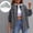 Dark Gray, variant on Women Black Hooded Denim Jacket, Distressed Ripped Relaxed Fit Streetwear Outerwear,Size M