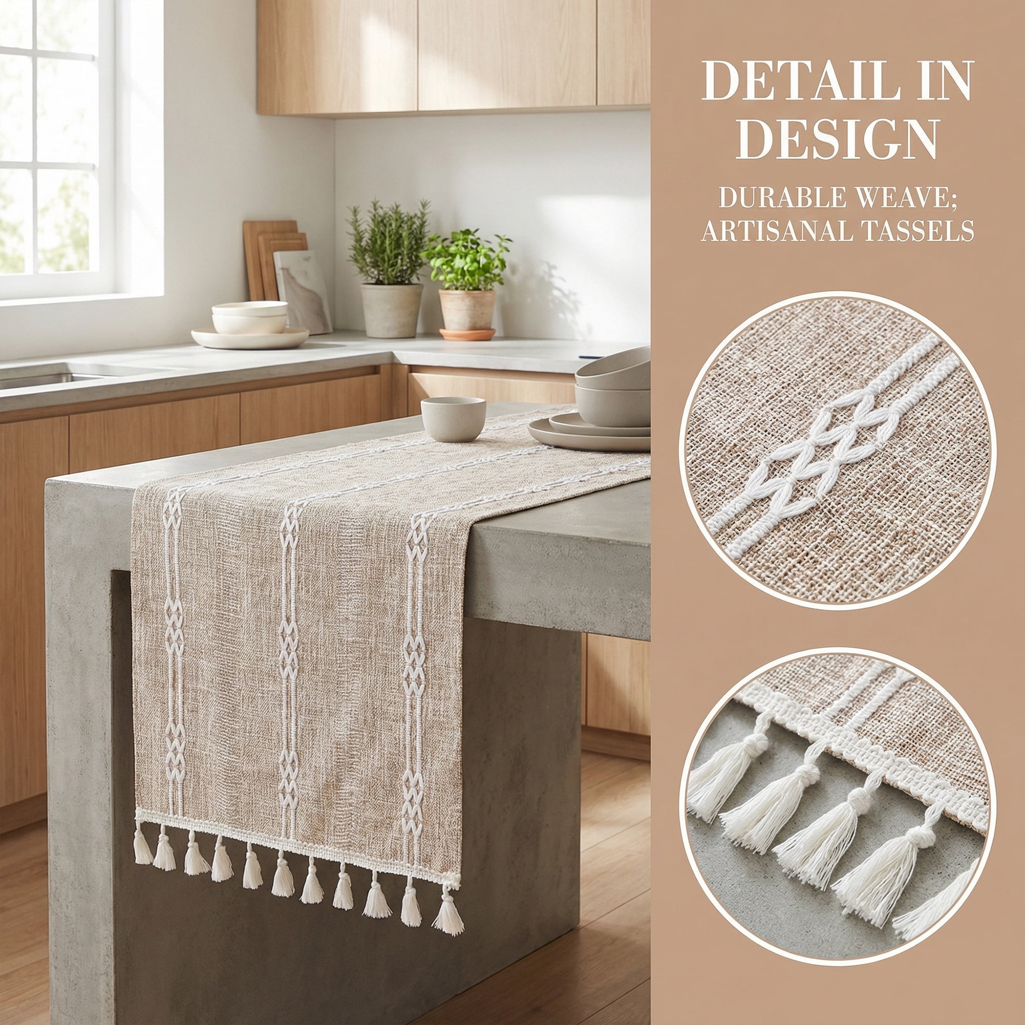 Unique Bargains Openwork Polyester Runner Table Runner for Kitchen Decor Coffee 13"x70.9"