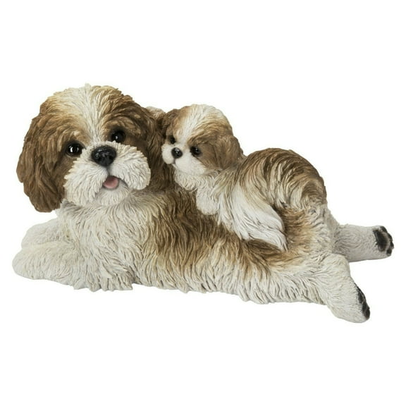Hi-Line Gifts 12.5" Baby and Mother Shih Tzu Outdoor Garden Statue