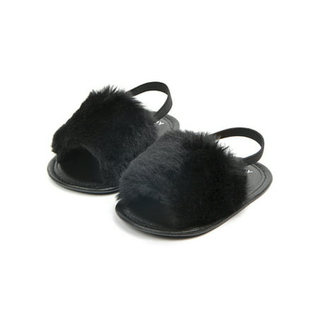Tommyfit Baby Girl Fluffy Fur Soft Sole Crib Sandals Shoes