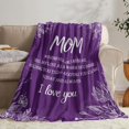 thumbnail image 2 of wajoiu Gift for Mom, 50"x60" Throw Blanket -Sweet Word Birthday Christmas Mother''s Day Love''s Gifts for Her Bedding Sofa Couch Soft Flannel, Purple, 2 of 6