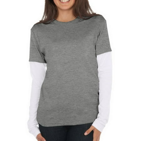 Kavio - Kavio Y1P0539 Youth Two-fer Long Sleeve Top.(Replaces 304)-DarkHeatherGray/White-XL