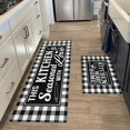 thumbnail image 2 of Buffalo Plaid Check Kitchen Rug Mat Set of 2 Kitchen Decor Floor Mats Non Slip Black and White Farmhouse Washable Kitchen Rugs, 2 of 5