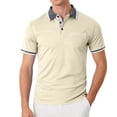 thumbnail image 2 of Fabrcox Mens Short Sleeve Polo Shirts Collared Henley Golf Shirt for Men Color Block Workout Mens Big and Tall Shirt with Pocket, 2 of 6