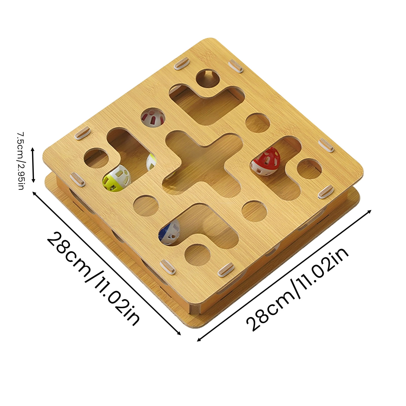 YIFAEUX Cat Enrichment Maze Box Nail File Box with 4 Bell Balls Interactive Puzzle Toy Scratch Enrichment Box Improves Intelligence Reduces Boredom for Indoor Cats