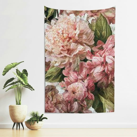Creowell Floral Print Pink Flowers Tapestry Wall Hanging 100% Polyester 40*60in