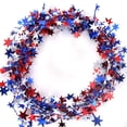 thumbnail image 6 of Topboutique Patriotic Red White Blue Wreath 4th of July Tinsel Stars Garland Metallic Tinsel Wire Garlands with Stars Patriotic Flag Wreath for Independence Day Memorial Day,2 Pcs-24.6ft/Pc, 6 of 6