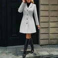 thumbnail image 6 of Hueook Pea Coats for Women Solid Casual Thicken Wool Stand Collar Inner Lining Pocket Breasted Pea Mao Coat Gray XL, 6 of 9