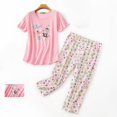 thumbnail image 2 of Women's Pajama Sets Short Sleeve Sleepwear Loungewear Summer Round Neck Suit Plus Size Womens Clothing, 2 of 3