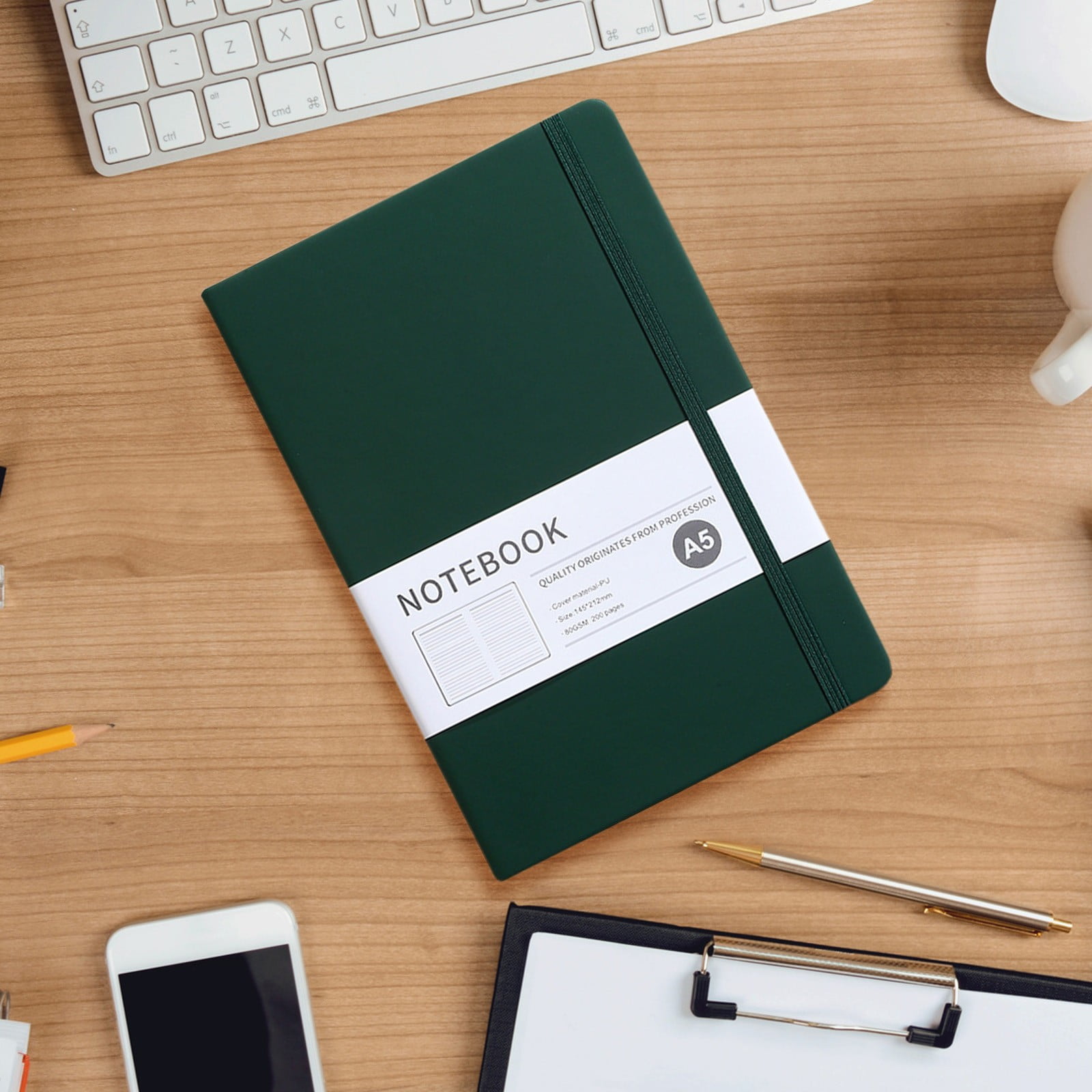 PPKVUFD Lined Journal Notebook, Green, Lined Journal Notebook for Women Men 200 Pages 100 Gsm Paper Thick Journaling Notebooks A5 Leather Journals for Writing Hardcover Journal Supplies for Work Note
