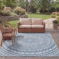 thumbnail image 4 of SAFAVIEH Courtyard Josiah Floral Medallion Indoor/Outdoor Area Rug, Light Grey/Blue, 9' x 12', 4 of 14