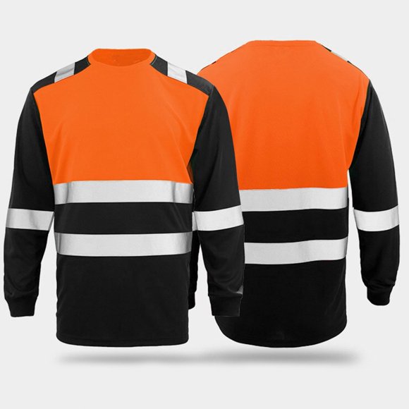 TINZ Men's Breathable Quick Drying Reflective Strip Long Sleeved Sanitation Worker Clothing T Shirt Mens T Shirt Pack Mens Workout Shirts