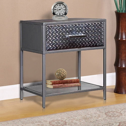 Metal Nightstand, Charcoal
