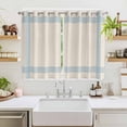 thumbnail image 2 of Blue Striped Kitchen Curtains 72 Inch Length, Farmhouse Beige Geometric Minimalist Grommet Top Bedroom Living Room Curtains, Light Filtering Cafe Curtain Drapes 2 Panels Set 104''x72'', 2 of 9