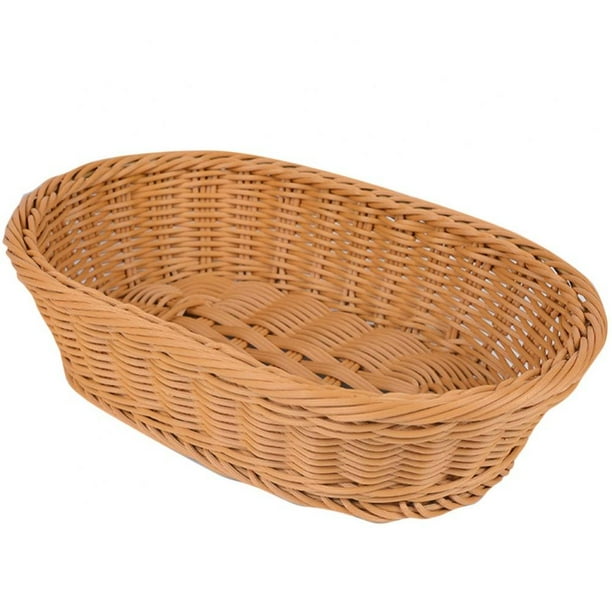 HOTWINTER Poly-Wicker Bread Basket, Oval Woven Tabletop Food Fruit ...