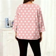 thumbnail image 4 of Womens Plus Size T-Shirts Crew Neck 3/4 Sleeve Shirt Fashion Polka Dots Tops Dressy Casual Pleated Blouses Spring Summer 2026, 4 of 6