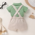 thumbnail image 4 of Younger Tree Toddler Boy Formal Outfit Summer Short Sleeve Button T-Shirts Bowtie Suspender Shorts Suits Clothes Set for 0-3 Months, 4 of 9