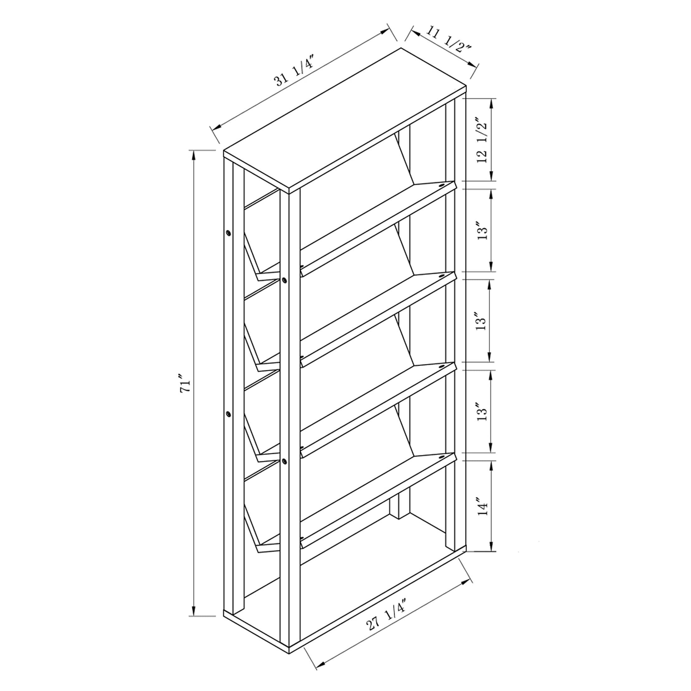 Furniture of America Rubus 4-Shelf Etagere Bookcase, Walnut