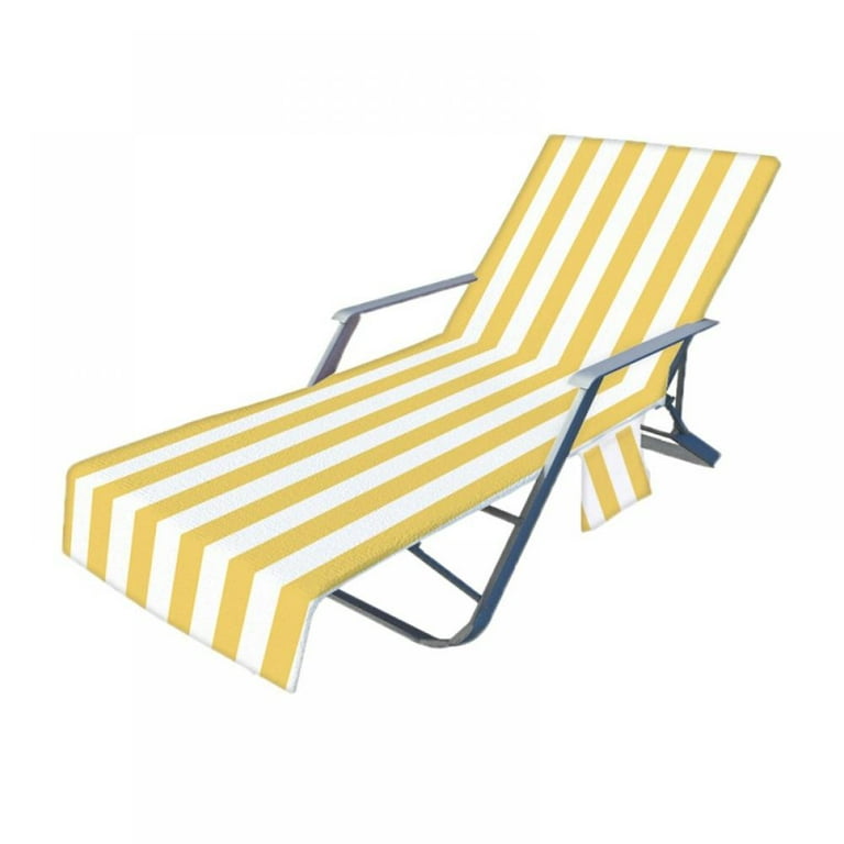 Beach Chair Towel Striped Lounge Chaise Towel Cover for Sun Lounger Pool Sunbathing Garden Hotel Easy to Carry Around 83in