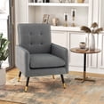 thumbnail image 2 of Costway Linen Fabric Accent Chair Modern Single Sofa Chair with Solid Metal Legs Gray, 2 of 8