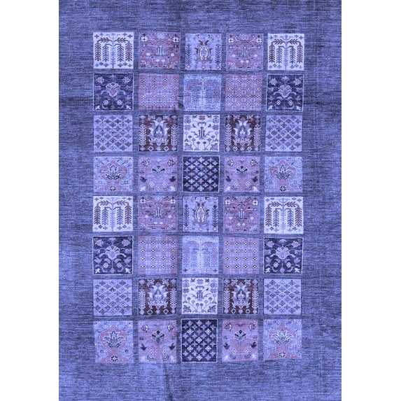 Ahgly Company Indoor Rectangle Abstract Blue Modern Area Rugs, 5' x 7'