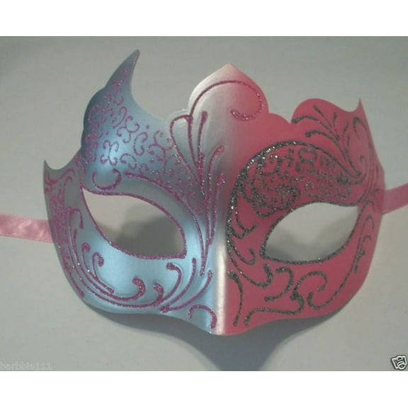 Pink Gray Silver Venetian Mask Masquerade Mardi Gras