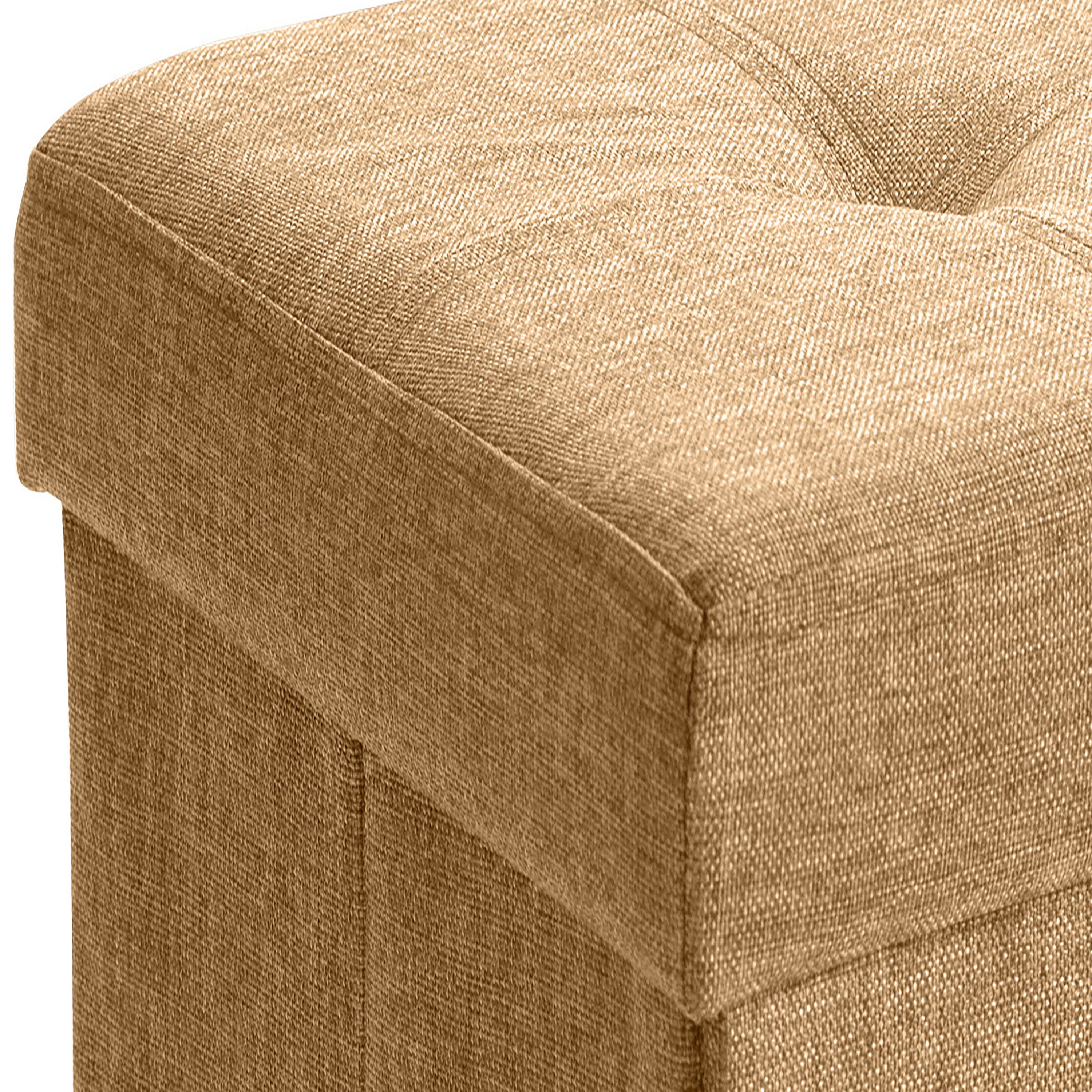 Simplify Faux Linen Folding Storage Ottoman Cube in Camel