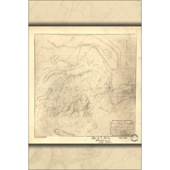 24"x36" Gallery Poster, Map of battle fields of Manassas virginia 1862