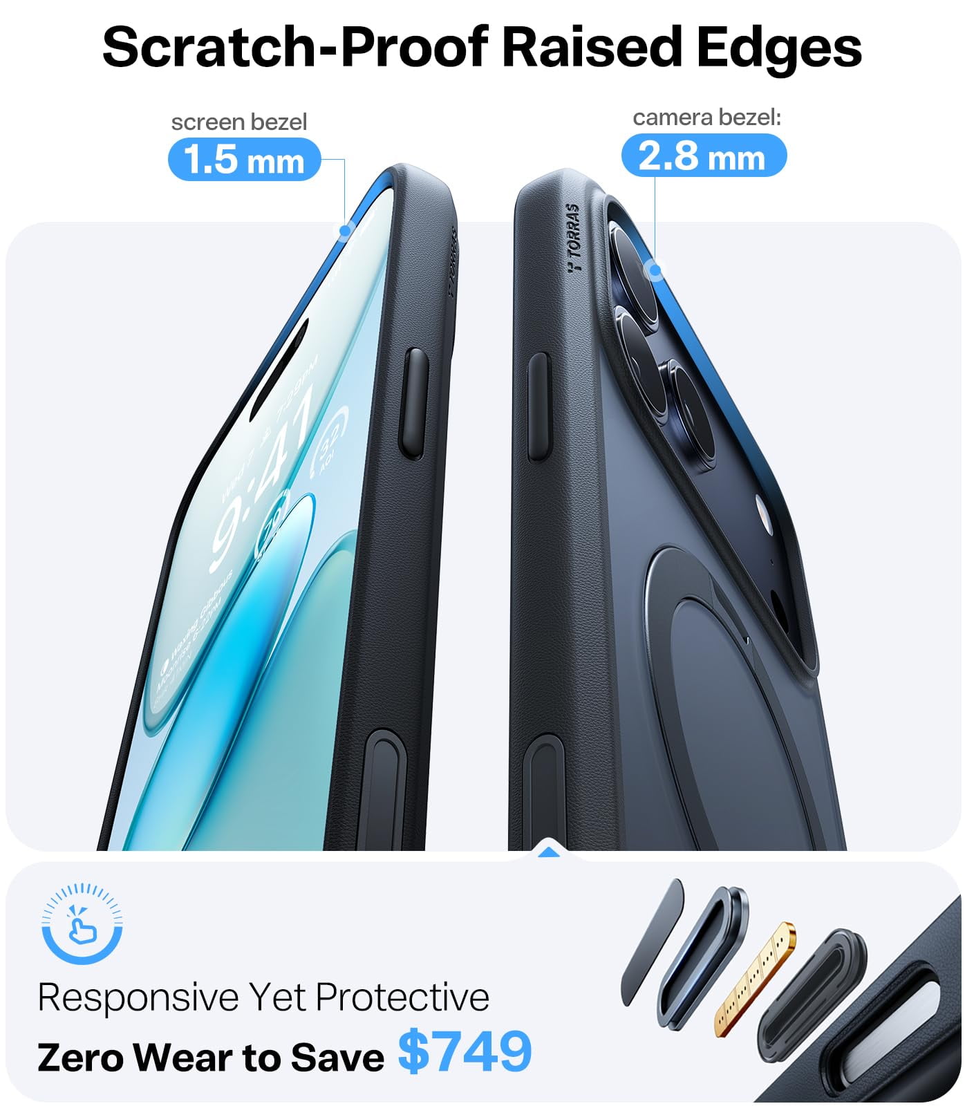 TORRAS Q3 Spin for iPhone 17 Pro Max Case with Camera Control Button, Wireless Charging Compatible, Shookproof Magnetic 360 Kickstand Case for 17 Pro Max Phone Case with Stand, Black