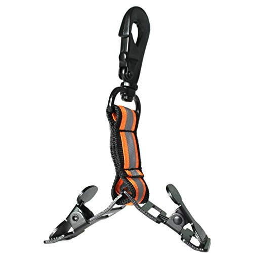 Sangle de Gant de Pompier / Support de Gant avec Laisse de Gant Crochet Pivotant, Réfléchissant Haute Visibilité Lime pour Accès Rapide à Melo Tough (Clip Alligator 2 Tête-Orange)...