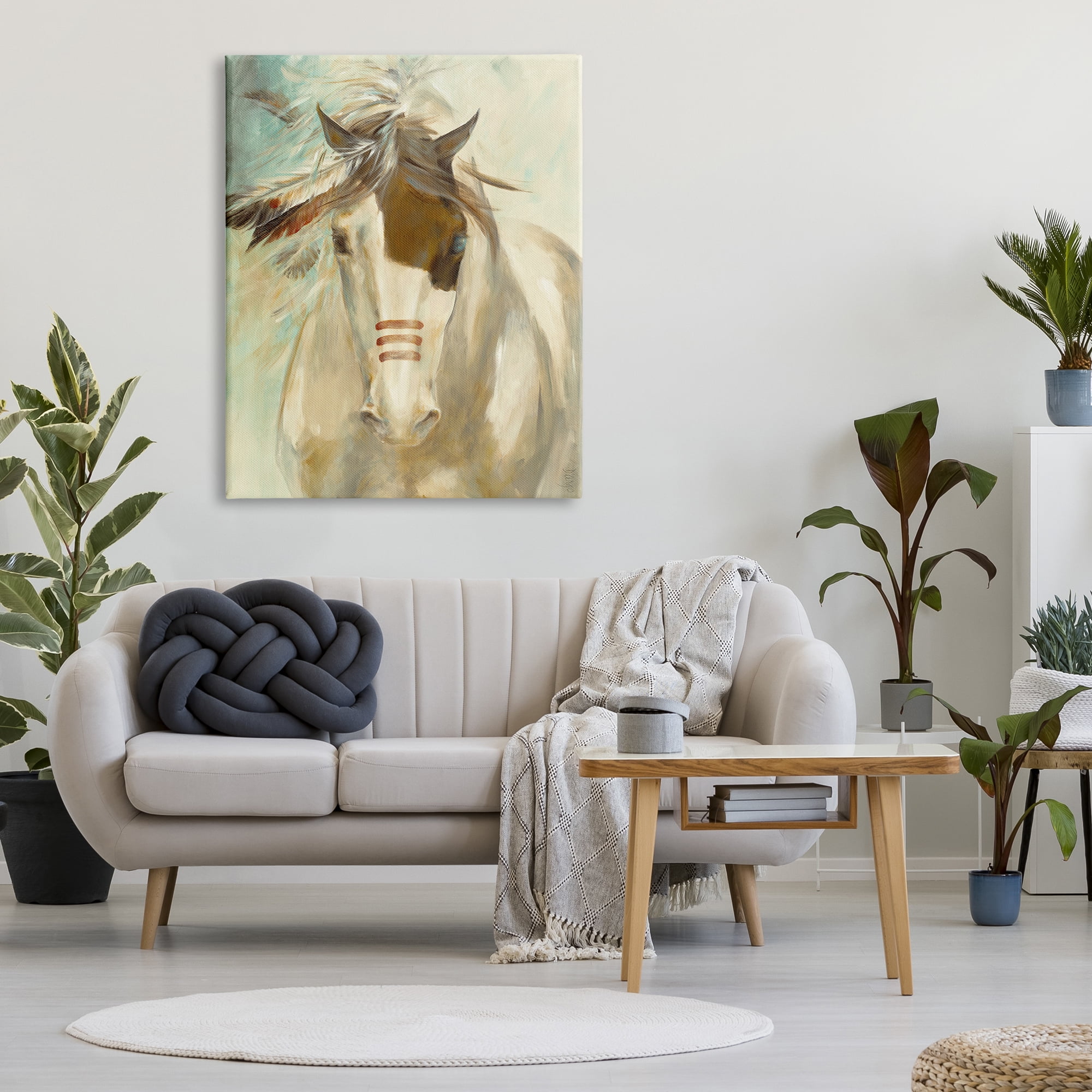 Stupell Industries Southwestern Horse Feathered Mane Soft Contemporary Portrait, 36 x 48, Design by Dina D'Argo