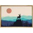 thumbnail image 3 of PixonSign Framed Canvas Print Wall Art Elk Over Blue Forest Landscape Nature Wildlife Illustrations Modern Art Contemporary Colorful Multicolor for Living Room, Bedroom, Office - 16"x24" Natural, 3 of 5