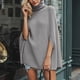 thumbnail image 3 of Abrigos y capas de moda para mujer, otoño e invierno, 2024, capa negra, poncho, blusas de punto con mangas de murciélago, suéteres holgados de cuello alto, 3 of 4
