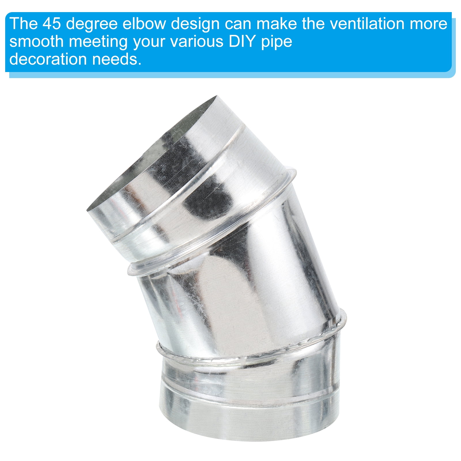 Uxcell 6" OD 45 Degree Elbow Duct Pipe Connector Dryer Vent Round Tube Fitting for HVAC Ventilation Exhaust Fan