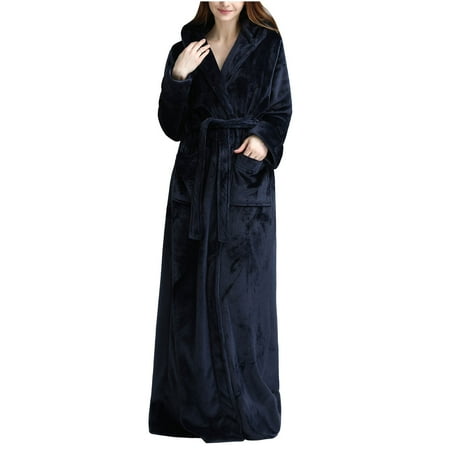

LWZWM Nightgowns for Women Plus Size Winter Warm Nightgown Couple Bathrobe Autumn Nightgown Navy M