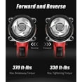 thumbnail image 4 of Cordless Impact Wrench, 1/2 Impact Gun w/Max Torque 330 ft lbs (450N.m), Power Impact Wrenches w/ 3.0A Li-ion Battery, 1 Hour Fast Charger (Light Red), 4 of 5