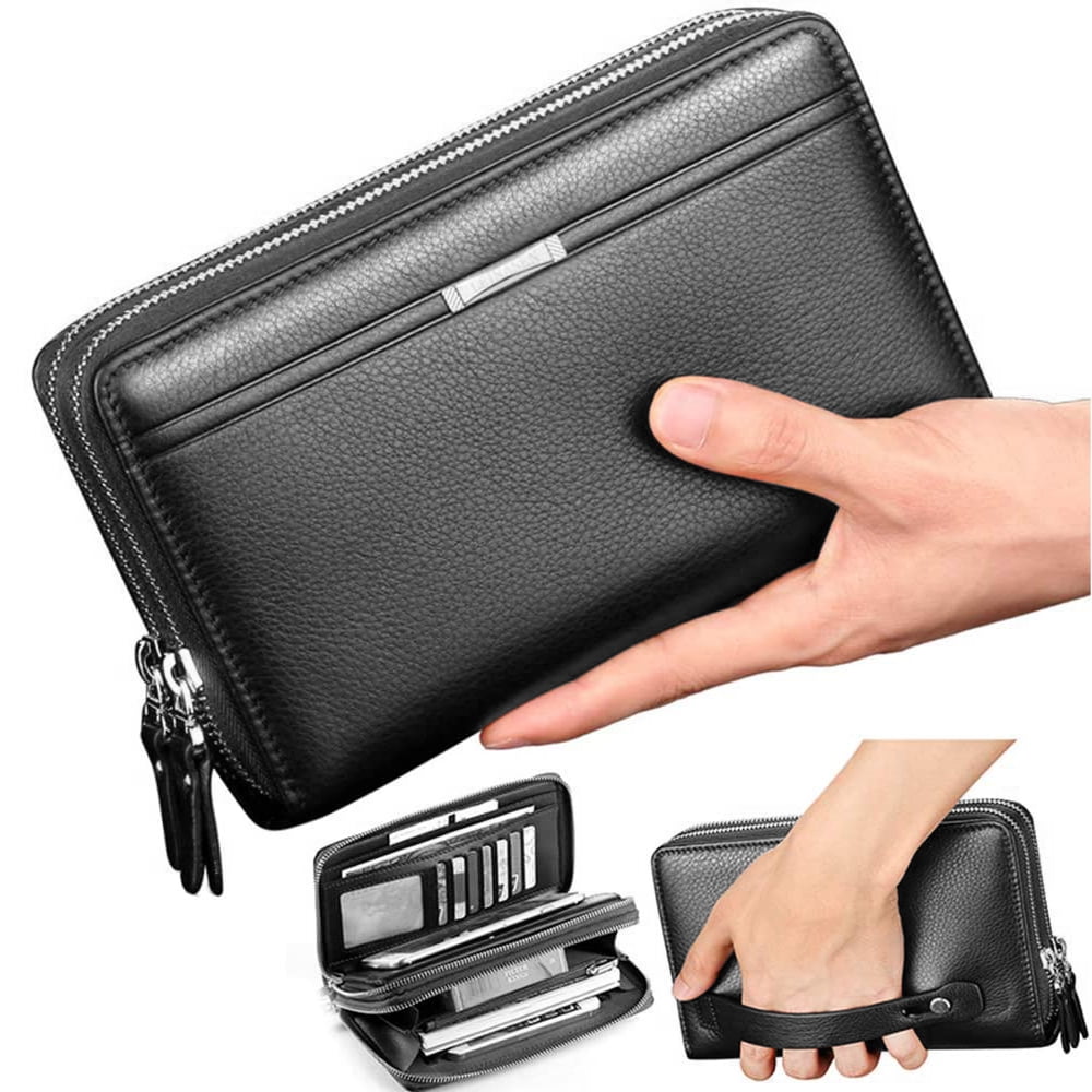 Business Mens Leather Wallet Long Clutch Waterproof Purse Large