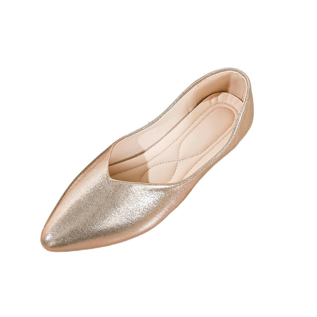 Zapatos Casuales de las Mujeres Metálicos Punta Del Dedo Del Pie Planos, Punta Del Dedo Del Pie Planos Suaves Suela Brillante Mochilas