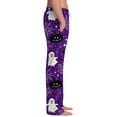 thumbnail image 4 of Domzest Halloween Pajama Pants Men Pumpkin Ghost Bat Print Wide Leg Pj Bottoms Drawstring Elastic Waisted Funny Sleepwear Dark Purple XL, 4 of 7