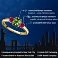 thumbnail image 2 of Gem Stone King 10K Yellow Gold Green Tourmaline and Red Created Ruby Engagement Ring for Women | 1.20 Cttw | Oval 7X5MM | Gemstone October Birthstone | Size 7, 2 of 6