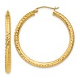 thumbnail image 1 of 14K Yellow Gold Diamond Cut 3mm Round Hoop Earrings, 1 of 3