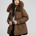 thumbnail image 5 of JGGSPWM Women's Winter Warm Puffer Coat Drawstring Waist with Pockets, Faux Furry Collar Jacket for Cozy Style Brown M, 5 of 6