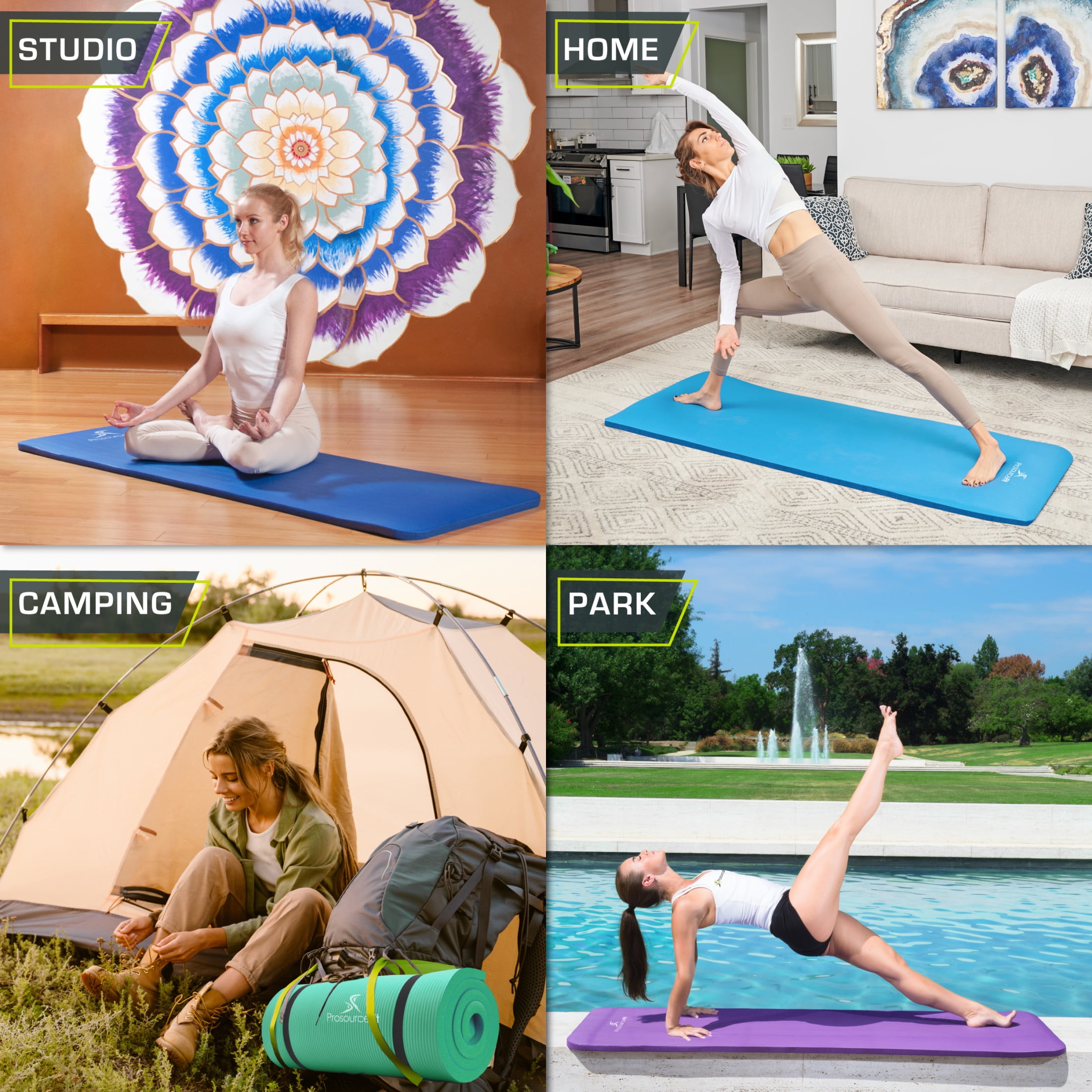 ProsourceFit Extra Thick Yoga and Pilates Mat 1/2-inch or 1-inch Thick for Fitness